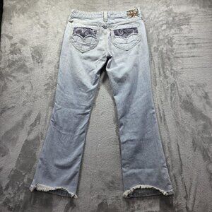Levis 518 Jeans Womens 11 Bootcut Light Wash Distressed Star Studs Patchwork